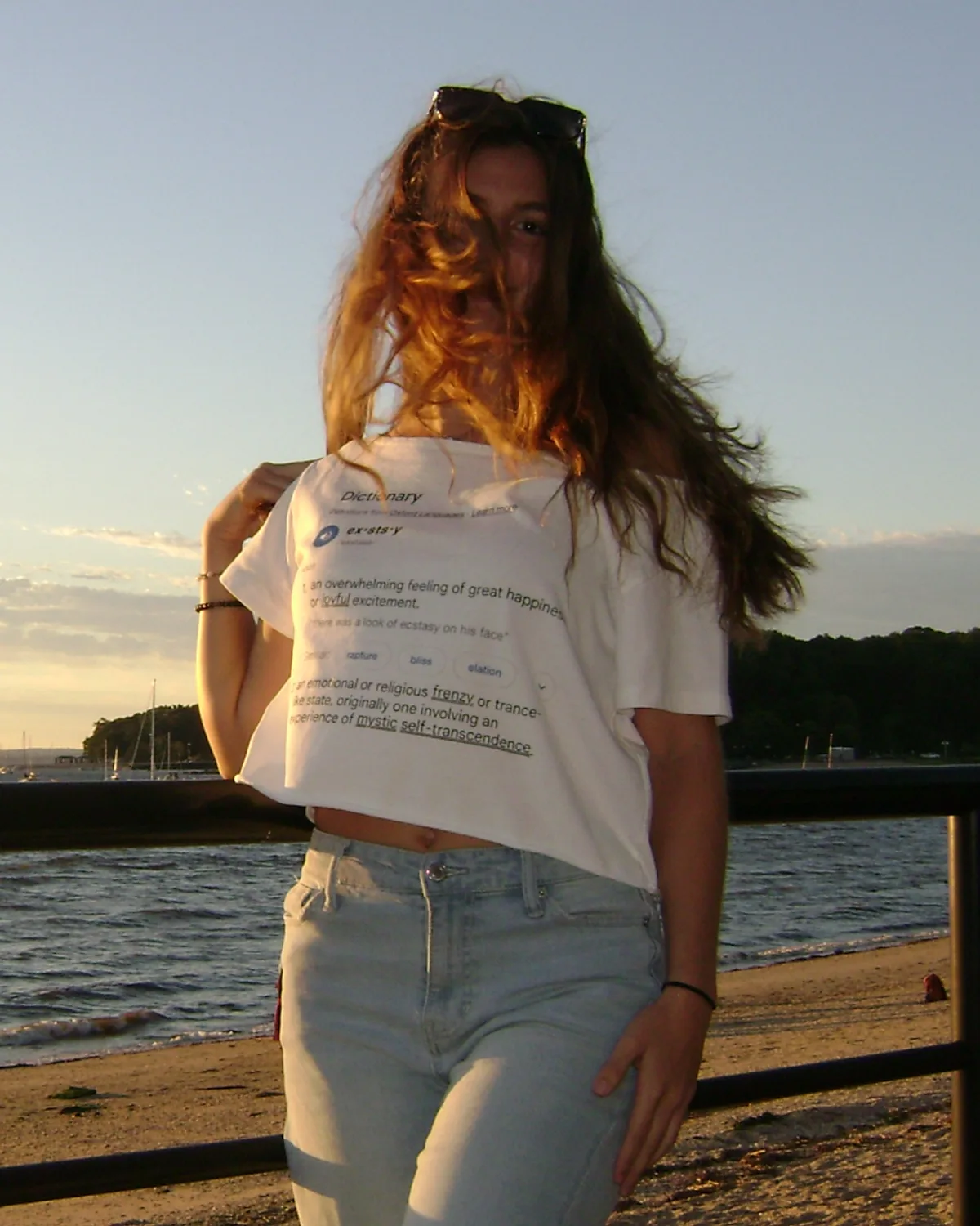 Dictionary Crop Tee in White, worn — frame 3
