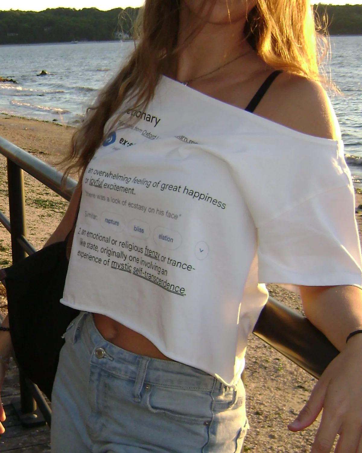 Dictionary Crop Tee in White, worn — frame 6