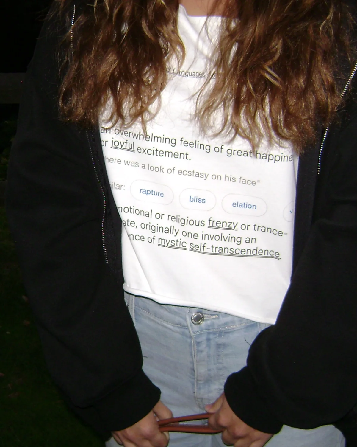 Dictionary Crop Tee in White, worn — frame 7