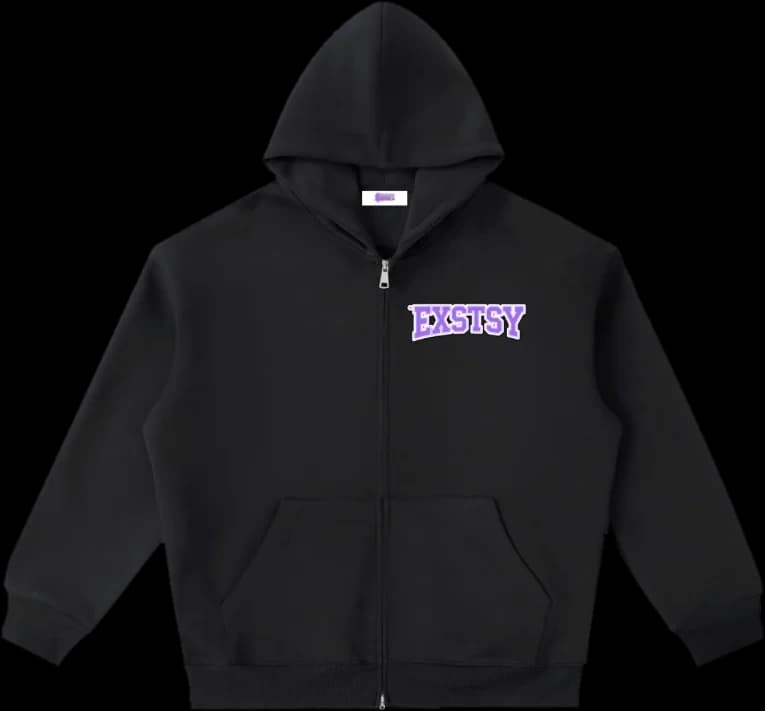 Varsity Zip Hoodie in Black