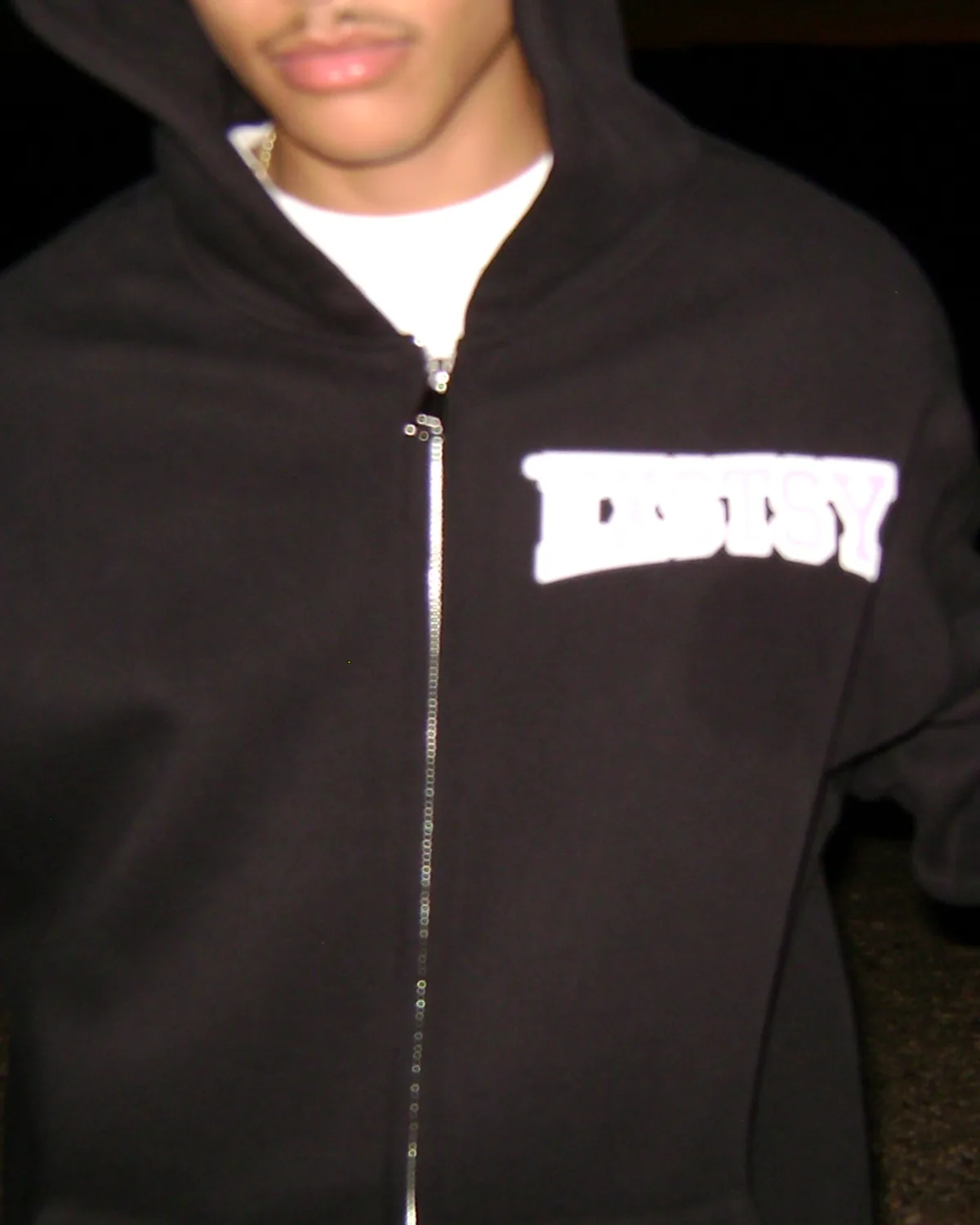 Varsity Zip Hoodie in Black, worn — frame 3