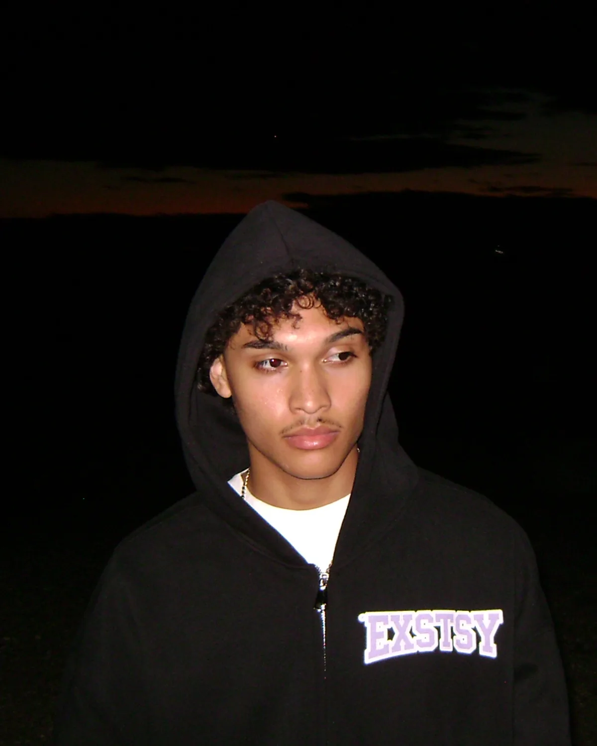 Varsity Zip Hoodie in Black, worn — frame 2